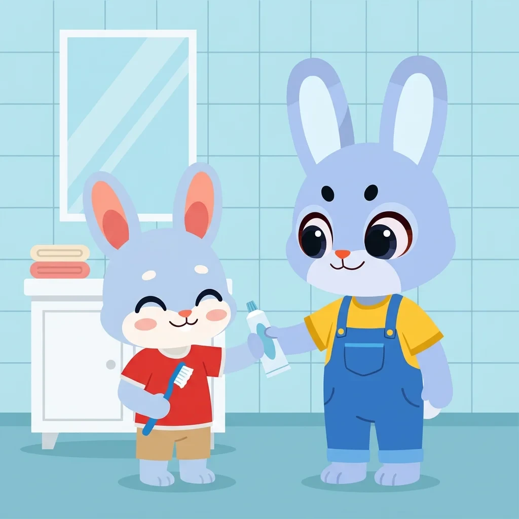 TOM and a friend in a bright bathroom